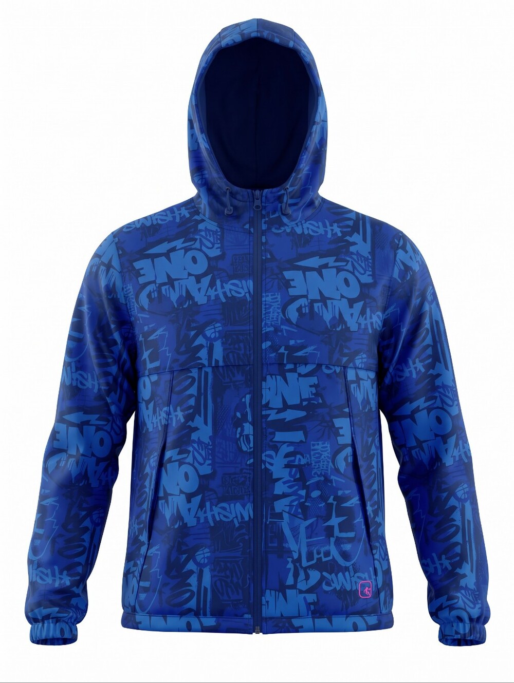 ANDI Men's Hooded Graphic Jacket Layering Streetwear Y2K Graffiti Size XL